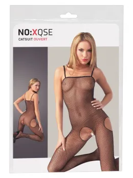 Cottelli Collection Net Bodysuit L/XL, Black, Stretch Mesh with Foot Part