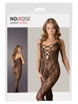 Cottelli Collection Lace Catsuit L/XL Black Open Crotch Bodystocking