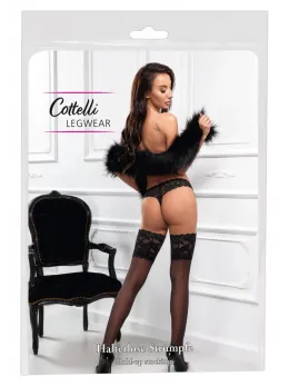 Cottelli LEGWARE Hold-Up Stockings Black Silicone Lace 20 DEN