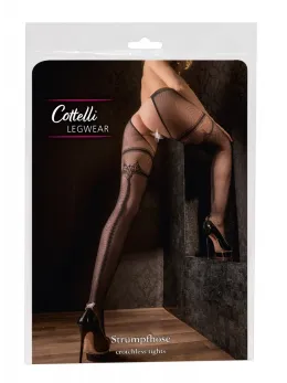 Cottelli LEGWEAR Fishnet Tights L/XL with Open Gusset and Garter Design