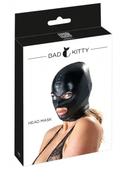 Cottelli Collection Wet Look Black Mask with Eye and Mouth Openings