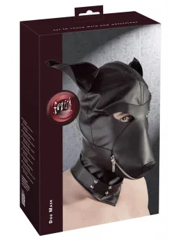 ZADO Faux Leather Dog-Style Hood with Collar, Adjustable Fit, Black