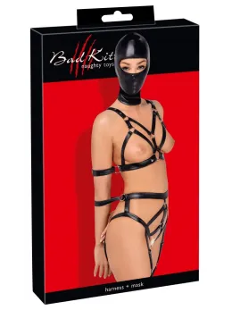 Bad Kitty Strap & Mask Set XL - Adjustable Vegan Leather Harness Kit