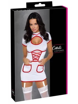 Cottelli Costumes Nurse L Intimate Dress White-Red, Adjustable Straps