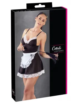 Cottelli Collection Maid Dress L Classic Black & White Adjustable Fit