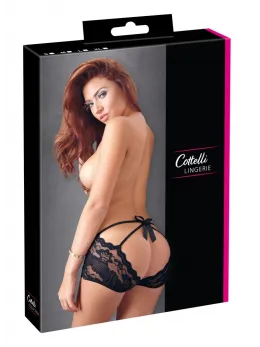 Cottelli Collection Floral Lace Panties Black M Decorative Bow