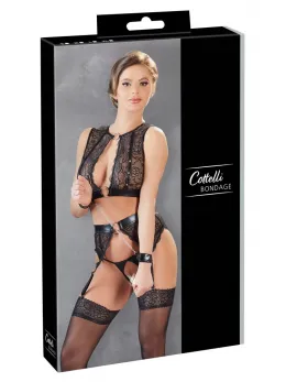 Cottelli Collection Bondage Lingerie Set M - 3-Piece Wetlook & Lace