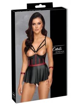 Cottelli Bondage Lift Bra Set Black/Red 75B/S Adjustable Design
