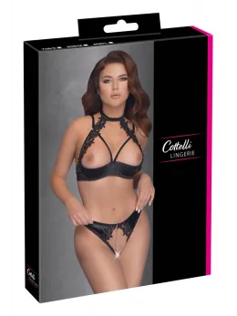 Cottelli Lingerie Shelf Bra Set 85B/L with Embroidered Floral Design