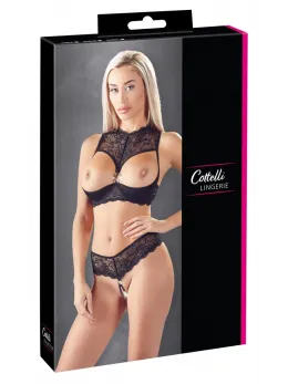 Cottelli Collection Shelf Bra Set 80B/M Lace Details Black