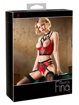 Cottelli Collection Bustier Set Red 75B/S Satin & Lace Details