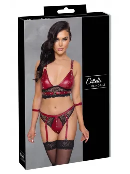 Cottelli Bondage Red Lace Bra Set S Adjustable with Restraints