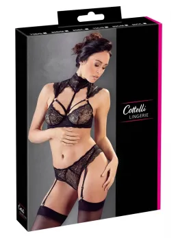 Cottelli Collection Lace Bra Set 85C Adjustable Floral Black