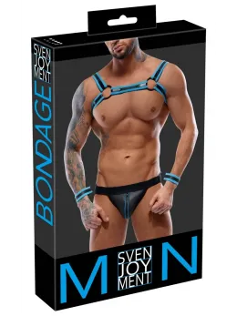 Svenjoyment BONDAGE Men's Neoprene Look Harness Set Black/Blue S
