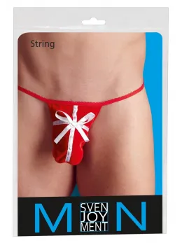 Cottelli Collection Men's Red Velvet String S-L with Satin Bow