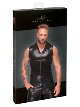 Noir Powernet Hoodie Shirt L Snakeskin Look, Sleeveless, Stretch-Fit