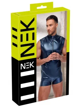 NEK Men's Sleeveless Shirt Blue 2XL Metallic Matte Finish