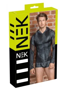 NEK Men’s Long Sleeve Hooded Shirt Snake Pattern S Black