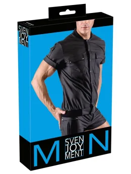 Svenjoyment Shirt Blouson M Black Matte with Press Stud Pockets