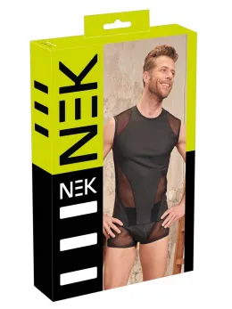 NEK Men's Sleeveless XL Shirt Matte Look & Mesh Black Performance
