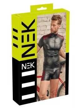 NEK Men's Shirt Black/Red S - Matte Look, Red Shoulder Inserts