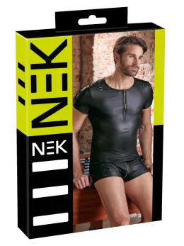 NEK Black Matte Men's Shirt with Lacing and D-Rings, Size M