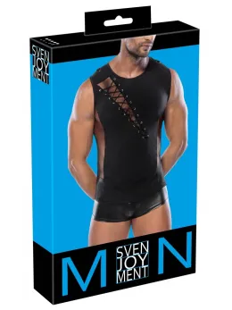 Svenjoyment Shirt Model with Fishnet Panels and Lacing, Size S