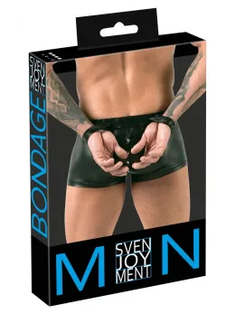 Svenjoyment Bondage Men's Matte Black Pants XL with Handcuffs Detail