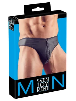 NEK Men's Neoprene Look String with Rhinestone Zipper, Size M