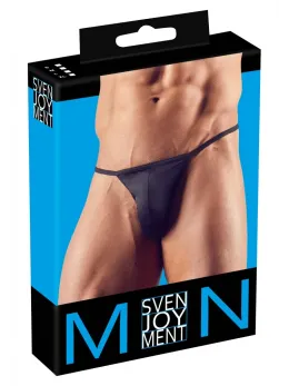 Svenjoyment Mini String XL for Men, Shiny Black, Stretch Fabric