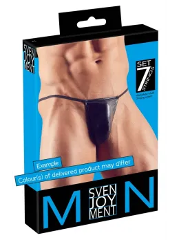 Svenjoyment Men's String Briefs 7-Pack, Assorted Designs, S-L, Polyamide
