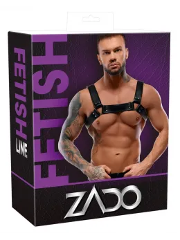 ZADO Leather Chest Harness Adjustable Cowhide Black Unpadded