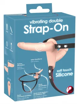 You2Toys Vibrating Double Strap-On Set, Adjustable Harness, Black