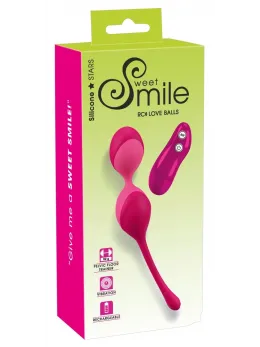 Sweet Smile Remote Vibrating Ball Duo Silicone 7 Modes Rechargeable Pink
