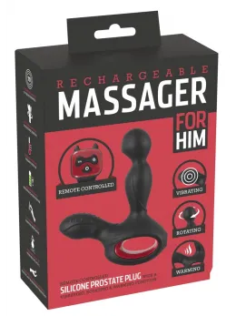 You2Toys Silicone Rotating Prostate Device with Warming & Remote, Black