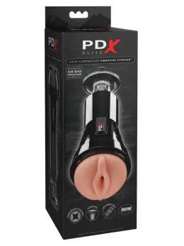 PDX Elite Compressor Vibrating Intimate Machine with Suction, 21 cm, Black