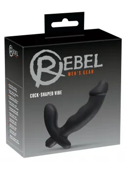 Rebel силиконов вибратор със стимулатор за перинеума, черен, 15 см