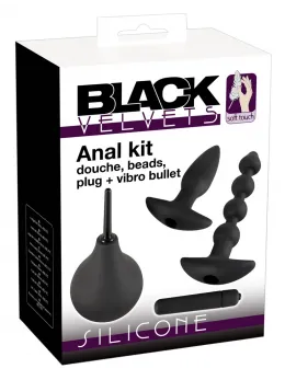 Black Velvets Anal Kit 4-Piece Silicone Set with Intimate Douche