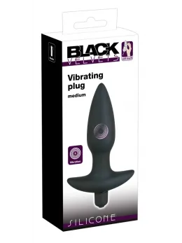 Black Velvet Medium Vibrating Anal Plug Silicone 15 cm Black