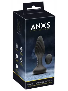 ANOS Remote Control Spiral Intimate Plug with Rotating Beads 15.1cm Black
