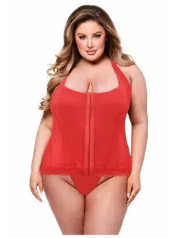Baci Bustier Red 1X/2X - Elegant Lace-Up Corset with Front Closure