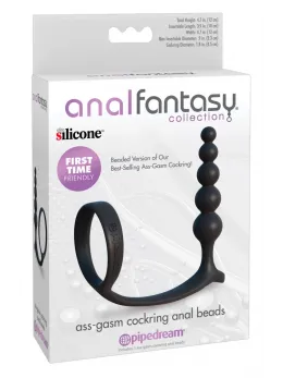 CalExotics AF Ass-Gasm Intimate Silicone Duo Ring & Anal Beads 12cm