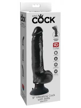 King Cock гъвкаво вибриращо дилдо с вендуза, 22,9 см