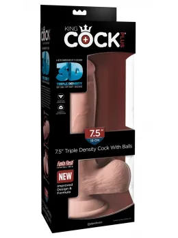 King Cock Plus трислойно дилдо с вендуза, бежово, 19 см