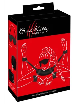 Bad Kitty Adjustable Full-Body Restraint Set with Plush Padding & Blindfold