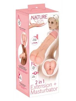 Nature Skin 2in1 Intimate Extension Sleeve, Flexible TPE, 21 cm