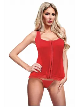 Baci Bustier Red L - Elegant Lace-Up Corset with Front Closure