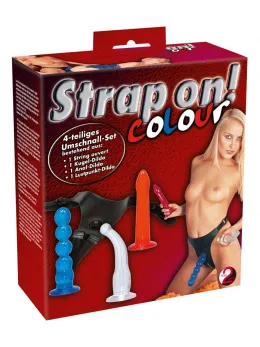 You2Toys Strap-On Harness Set 3 Attachments Adjustable Black-Red