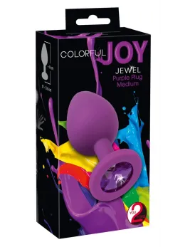 Colorful Joy Jewel Purple Anal Model with Decorative Gem 8cm