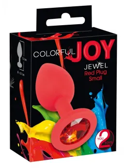 Colorful Joy Red Jewel Plug - Silicone, Decorative, 7.2 cm, Acrylic Gem